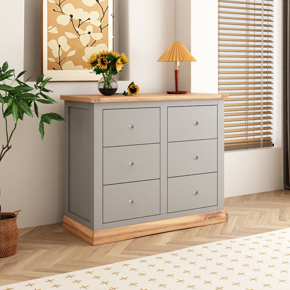 Cabinet Bits Bomporto 6 Drawer Grey Chrome Knob Chest of Drawers Image 5