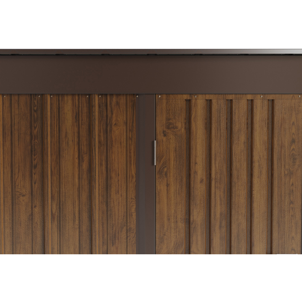 Living and Home 3 x 5ft Brown Wood-Grain Finish Metal Apex Garden Storage Shed Image 5