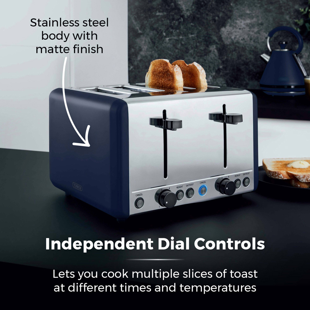 Tower Sera T20086MNB Midnight Blue 4 Slice Toaster Image 6