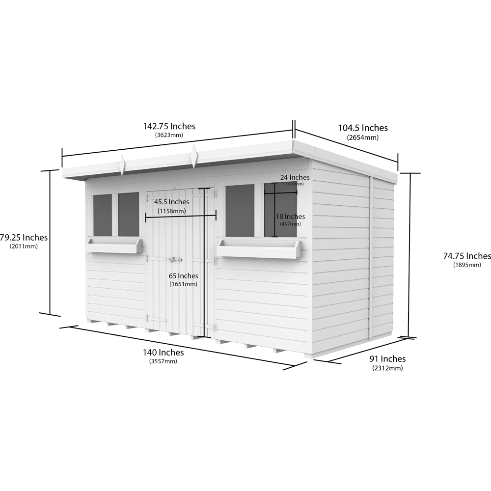 DIY Sheds 12 x 8ft Tongue and Groove Timber Pent Summer Garden Shed Image 8