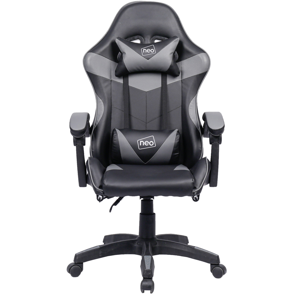 Neo Black and Grey PU Leather Swivel Office Chair Image 3