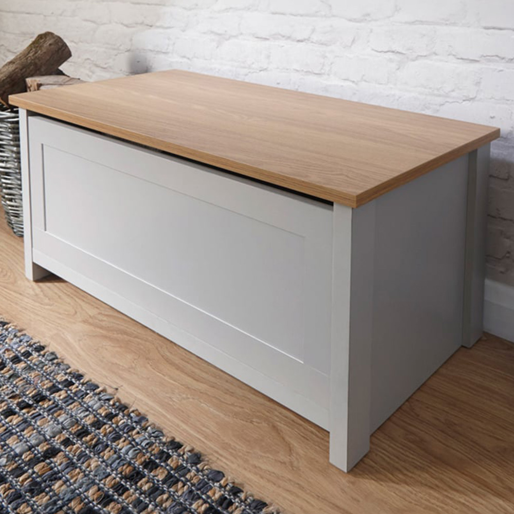 GFW Lancaster Grey Ottoman Storage Bench Image 1