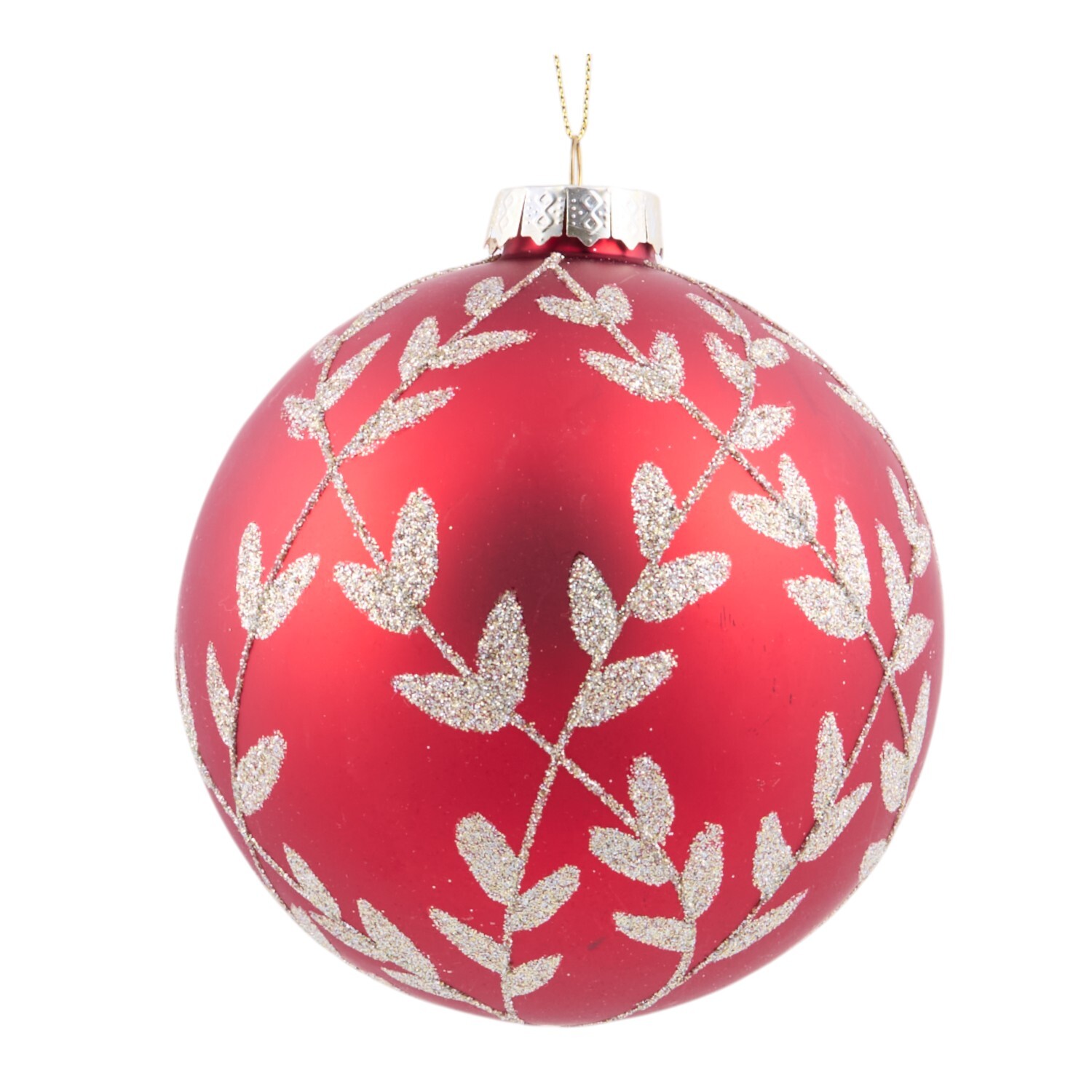 Glitter Detail Leafy Bauble Image 2