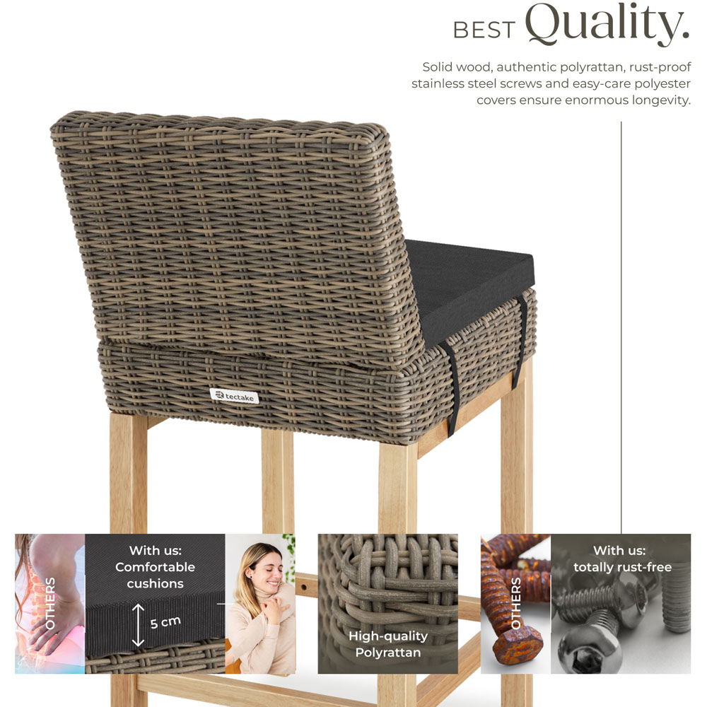 tectake Latina Nature Polyrattan and Aluminium Frame Bar Stool Image 4
