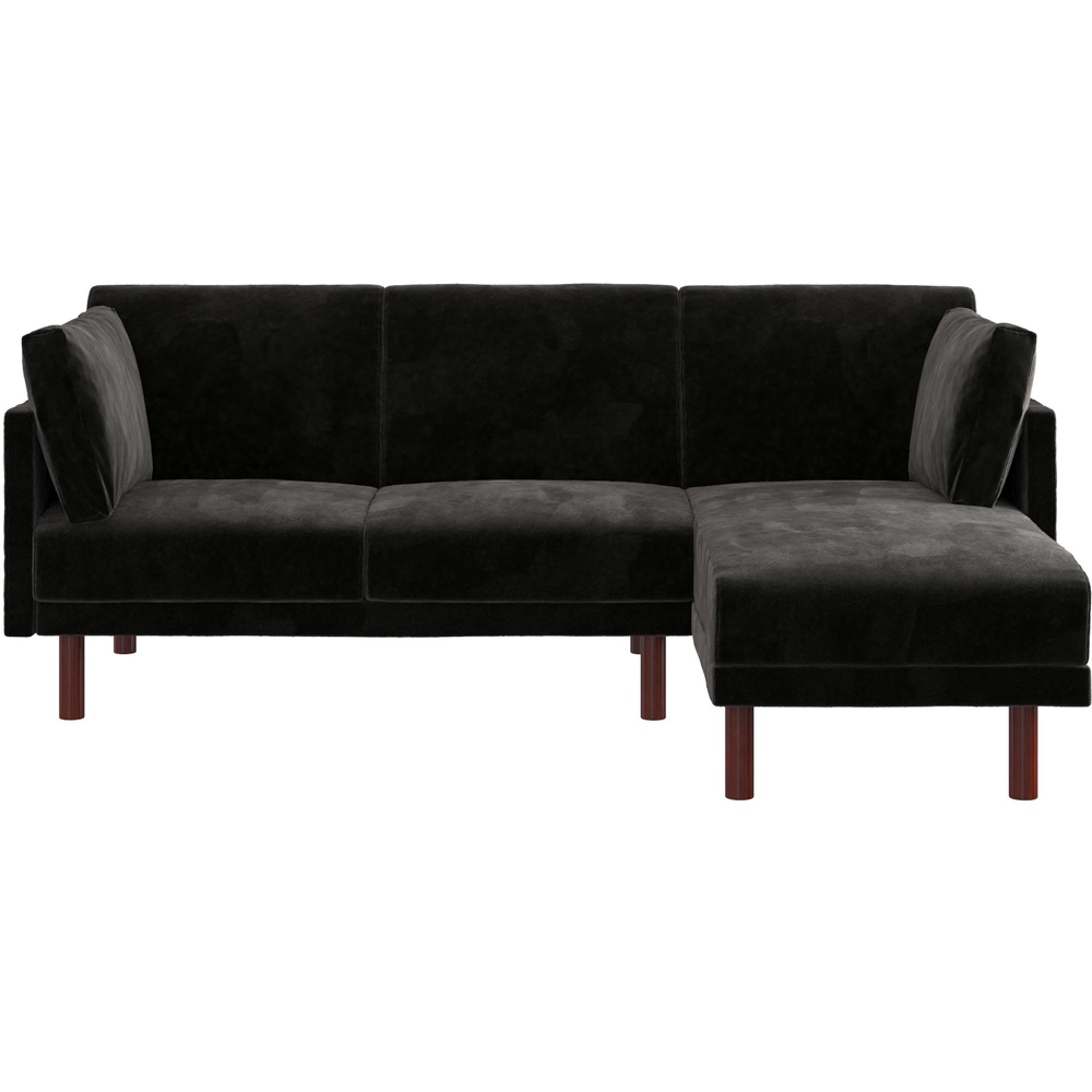 Dorel Clair 3 Seater Black Velvet Sprung Seat Sectional Sofa Bed | Homebase