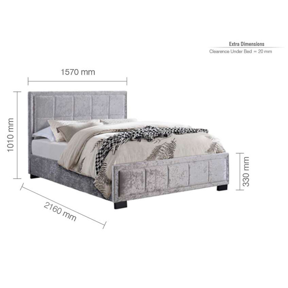 Hannover King Size Grey Velour Bed Frame Image 8