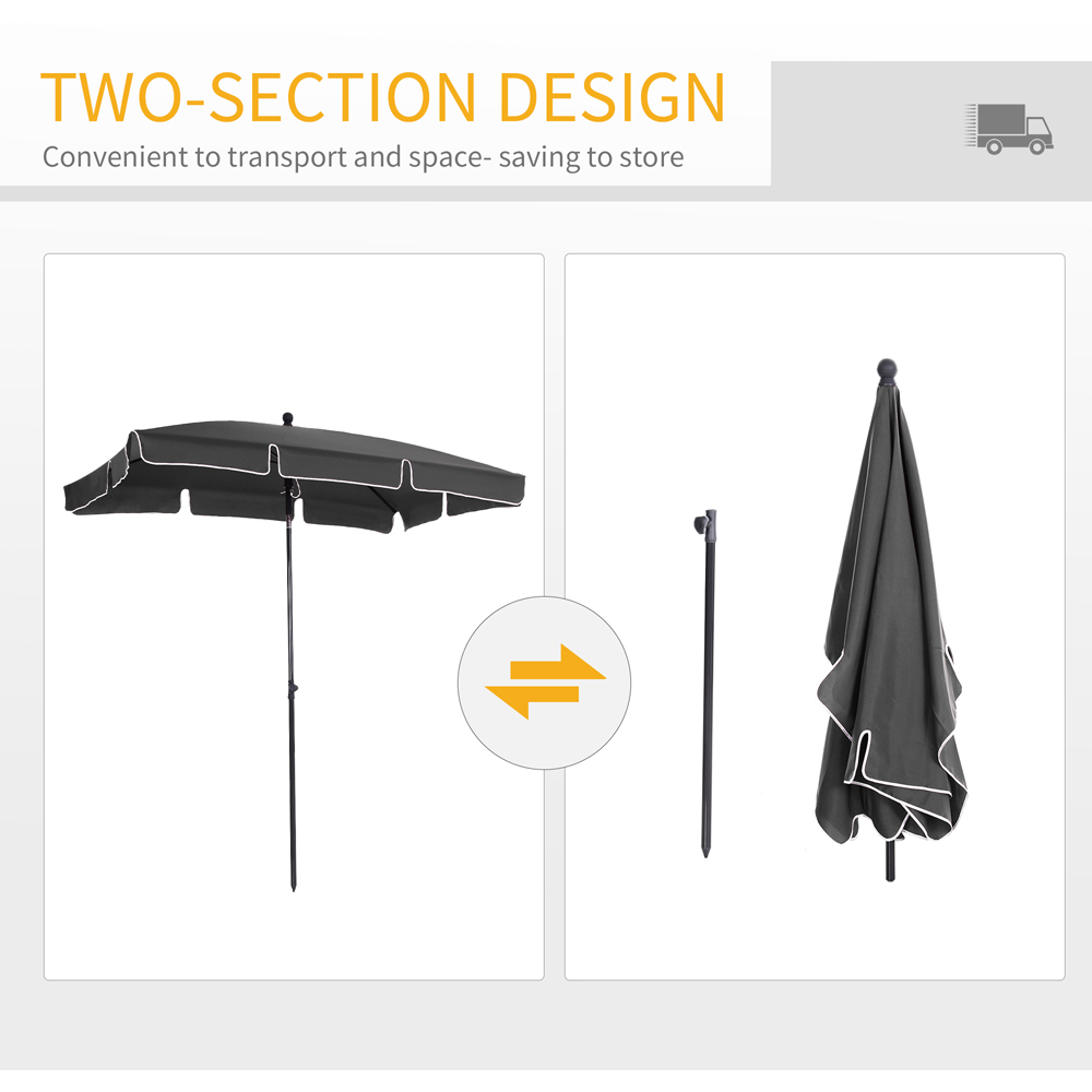 Outsunny Dark Grey Tilting Parasol 2 x 1.25m Image 5
