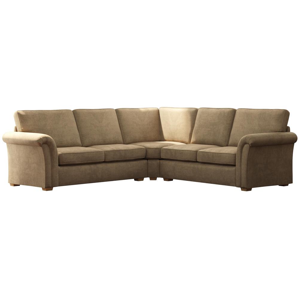Castleacre 4 Seater Mink Plush Velvet Fixed Back Corner Sofa Image 2