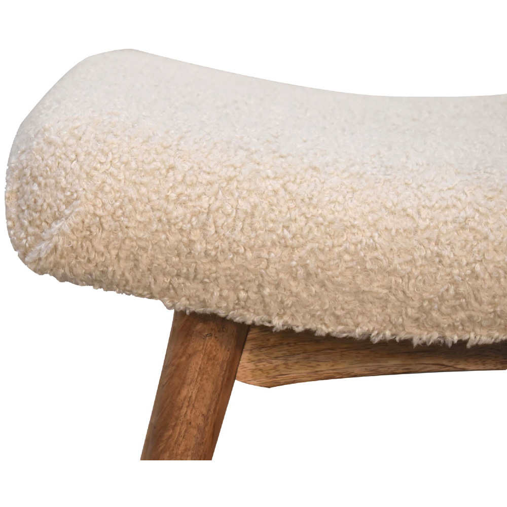 Artisan Furniture Cream Single Seater Boucle Solid Wood Curved Bench Image 5