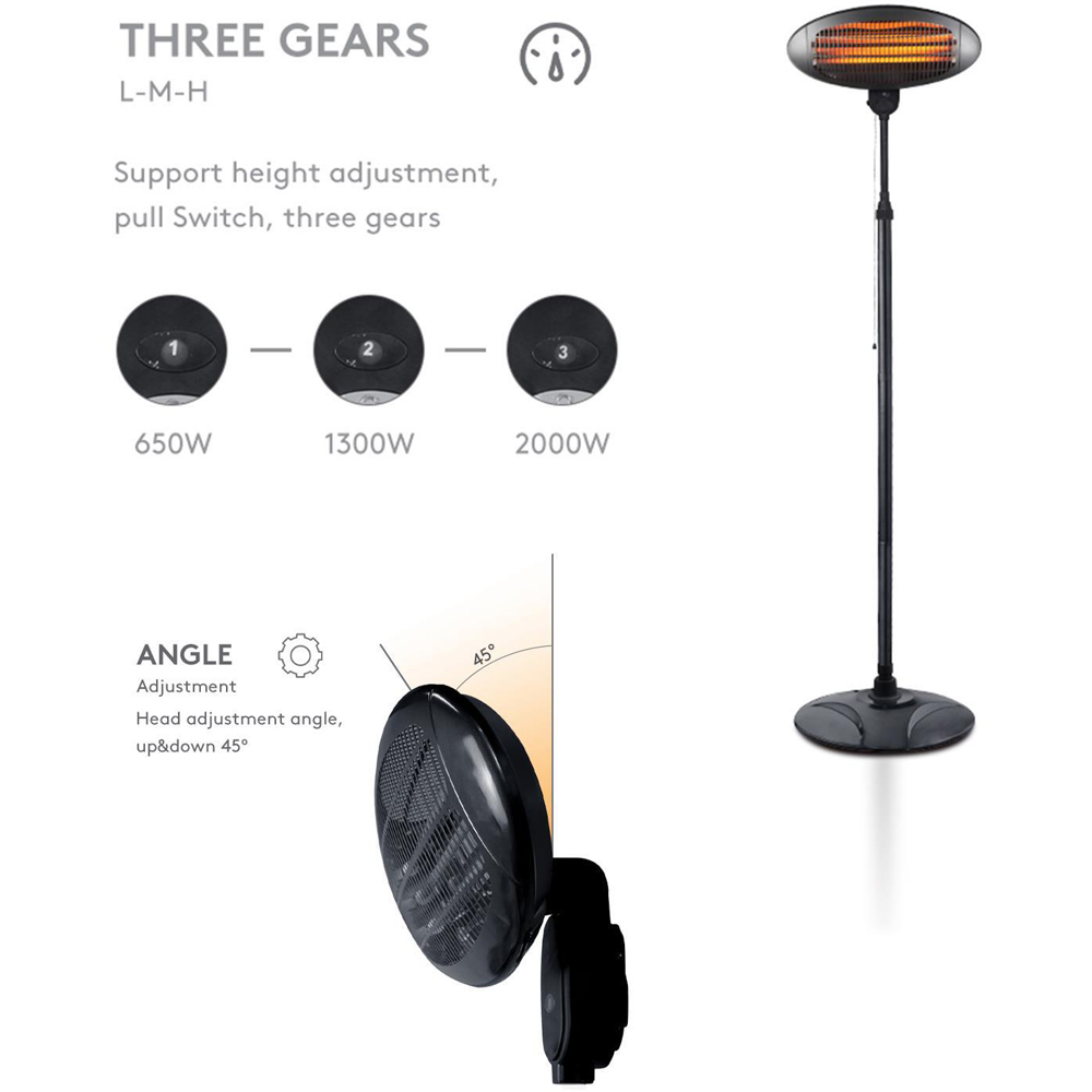 Debonair Quartz Height Adjustable Indoor and Outdoor Waterproof Patio Heater Image 5