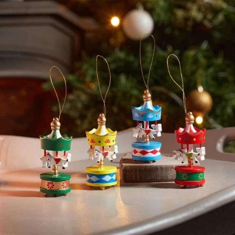 Marco Paul Carousel Pendant Tree Decoration 8cm 4 Pack Image 2