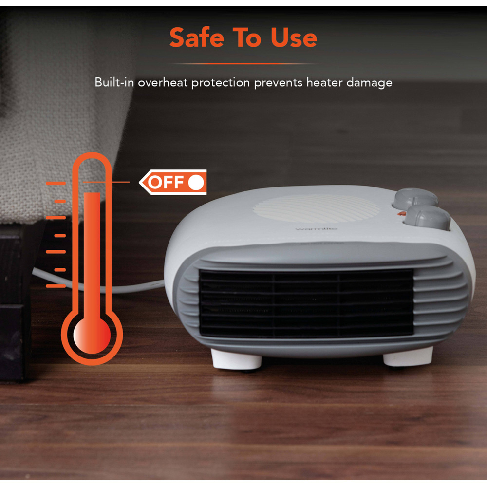 Warmlite White Portable Flat Fan Heater with Adjustable Thermostat 2000W Image 8