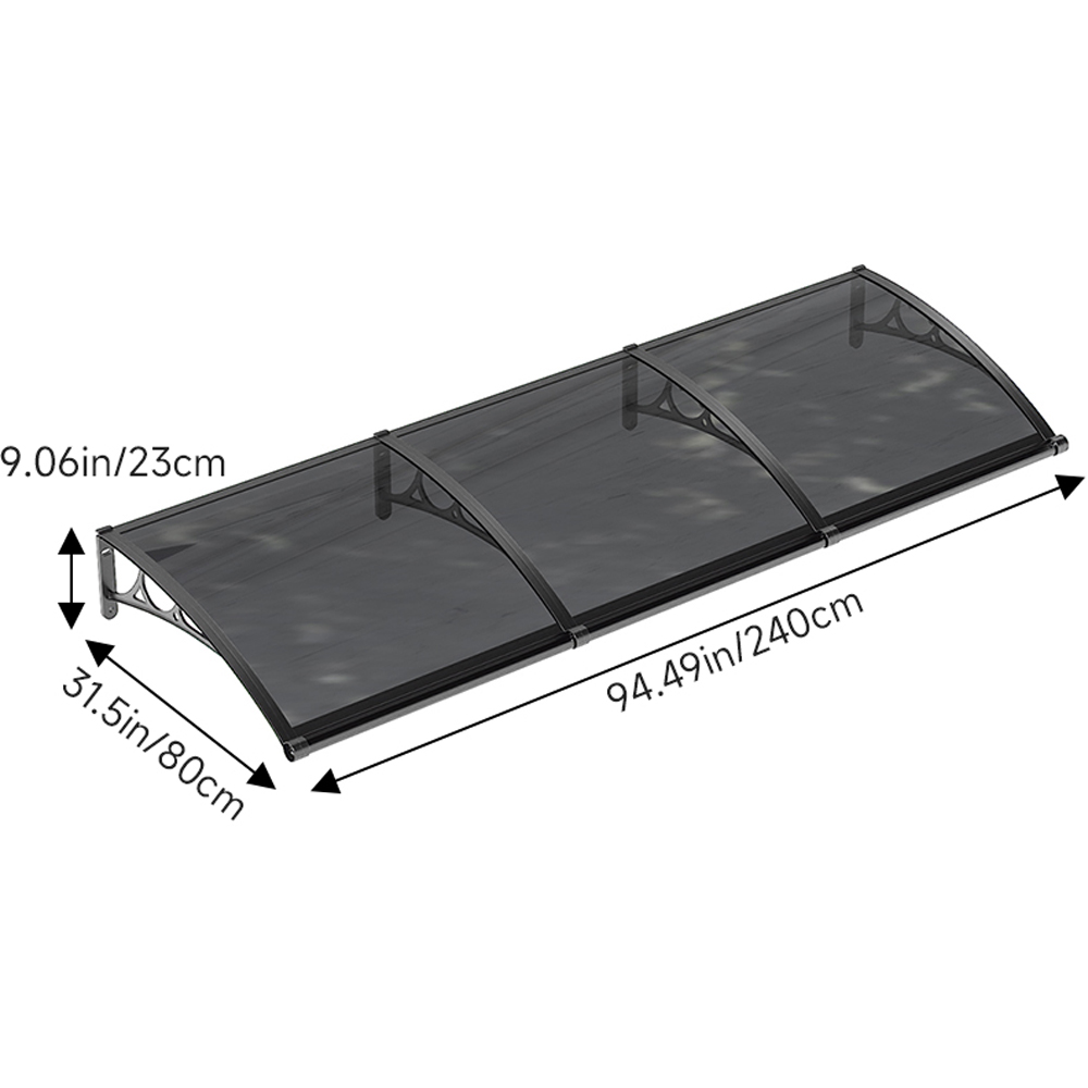 Living and Home Dark Grey Curved Door and Window Canopy 2.4 x 0.8m Image 9