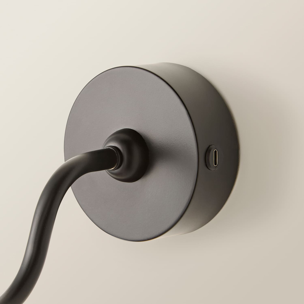 ValueLights Lowe Matte Black Metal Portable Rechargeable Wall Light Base with Bulb Image 5