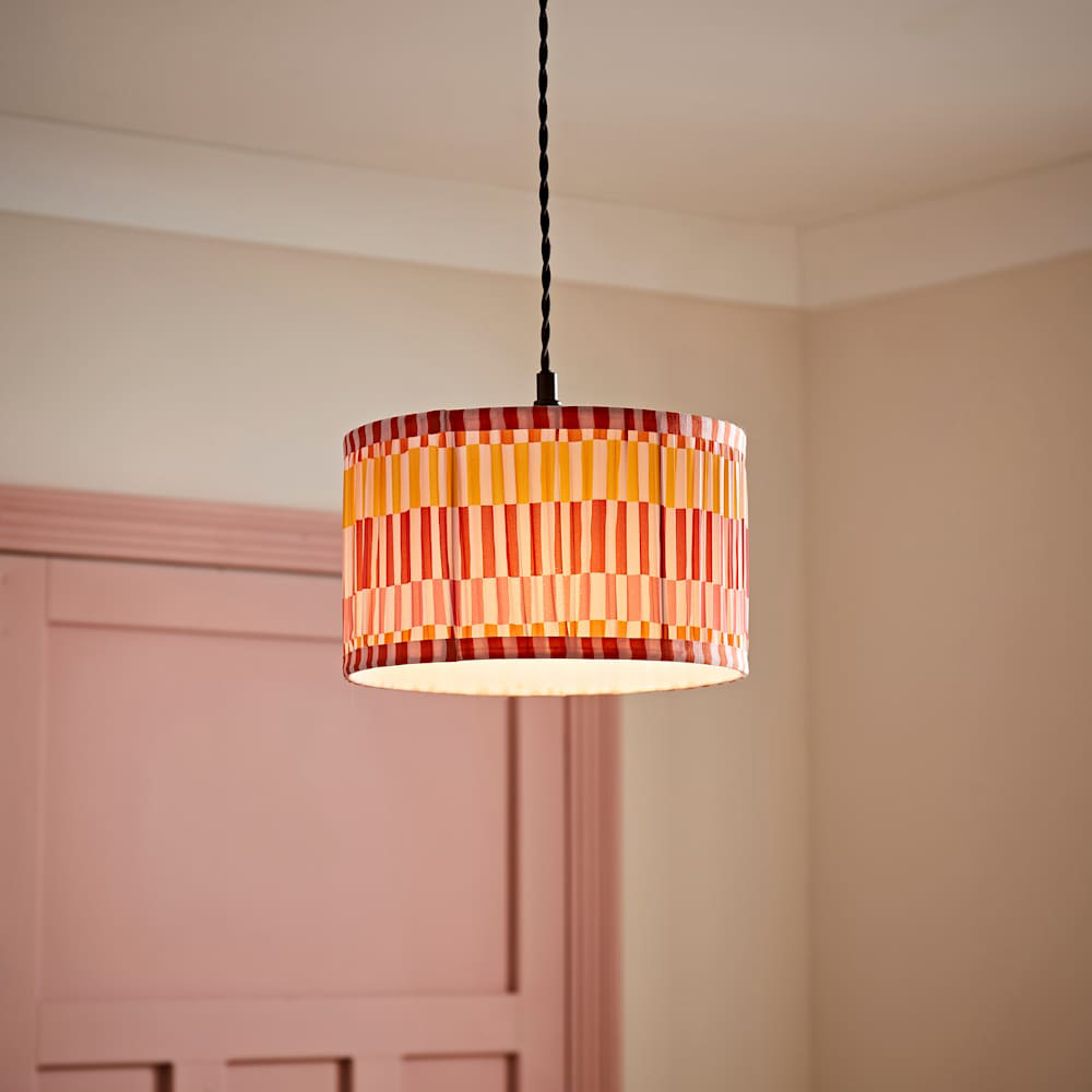 ValueLights Rae Multicolour Stripe Pleated Small Ceiling Drum Lamp Shade Image 3