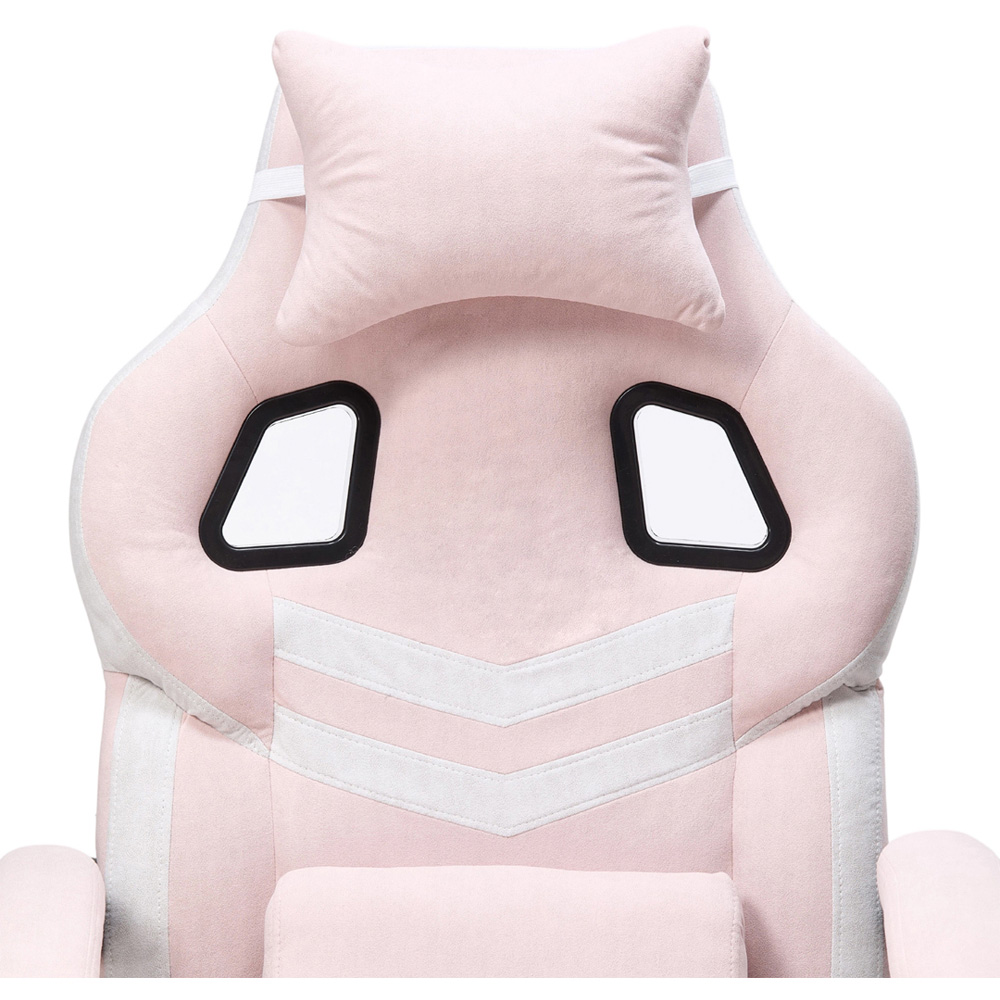 Living and Home Pink and White Padded Gaming Chair with Footrest Image 3