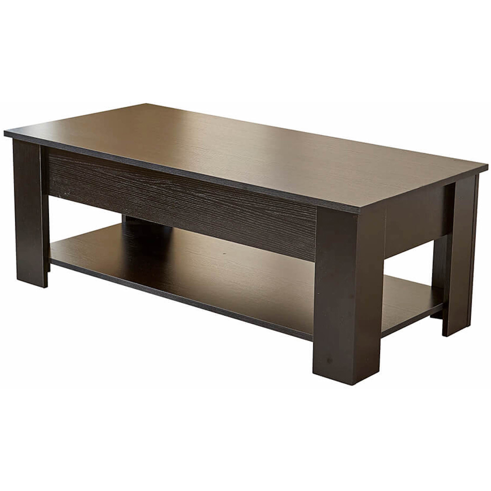 Home Source Orlando Single Shelf Black Lift Up Storage Coffee Table Image 2