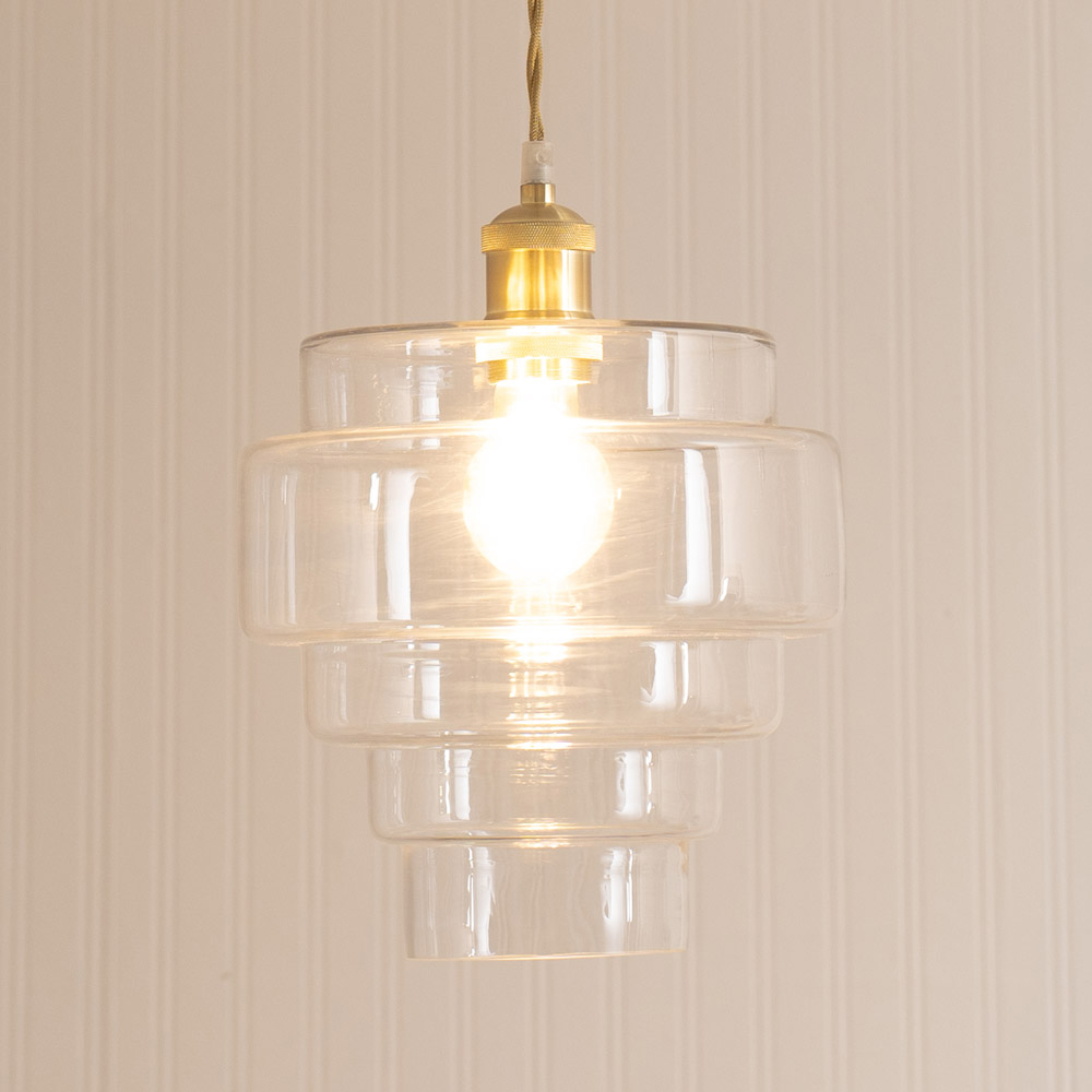 ValueLights Lane 5 Tier Clear Glass Layered Easy Fit Ceiling Pendant Lamp Shade Image 2