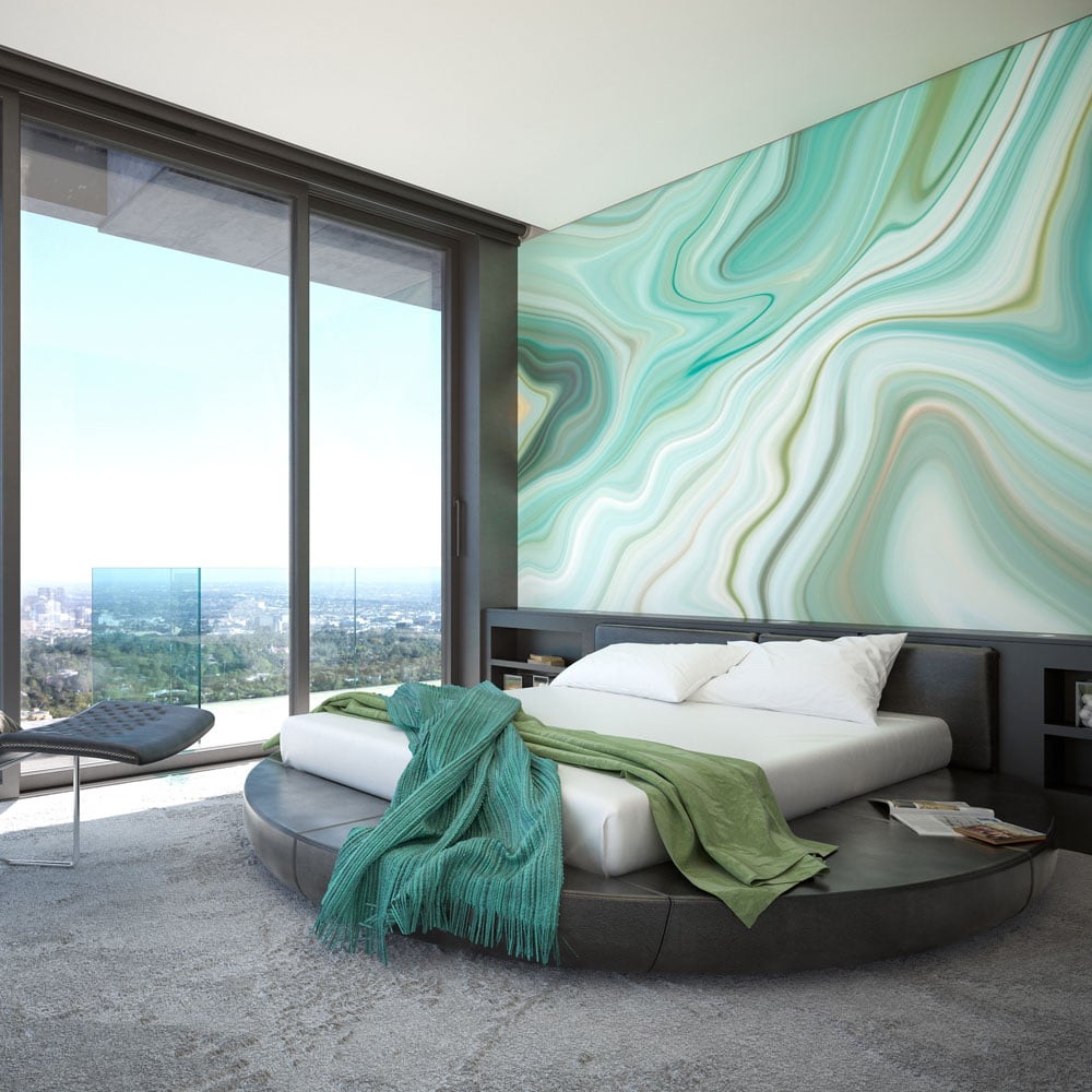 Origin Murals Marbled Ink Green Wall Mural Image 3