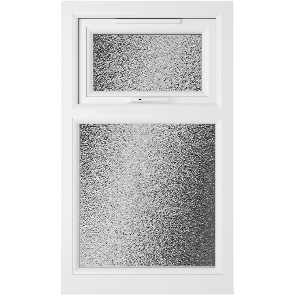 Crystal uPVC Double Glazed Window Top Hung Over Fixed Light Grey White Obscure Glass 610x1040mm Image 2