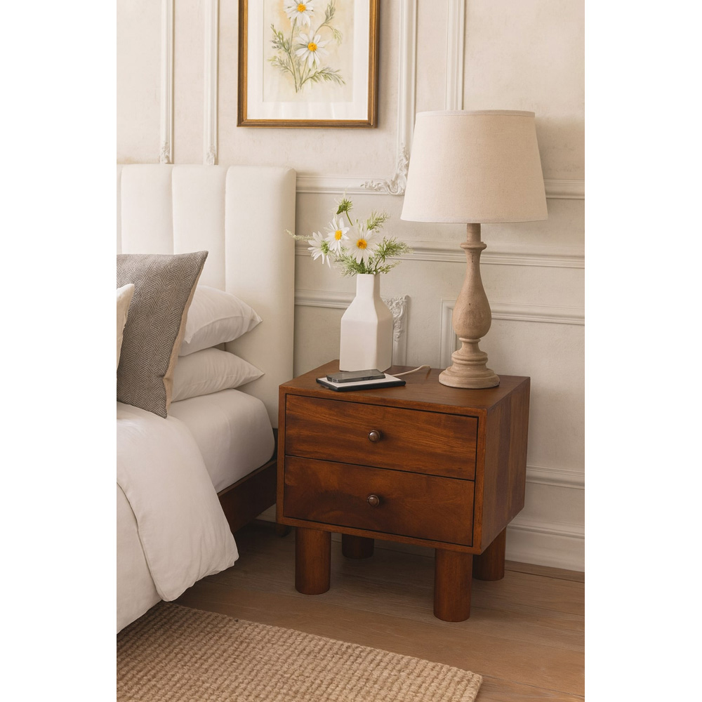 Artisan Furniture Tula 2 Drawer Chestnut Dark Brown Solid Wood Nightstand Image 7