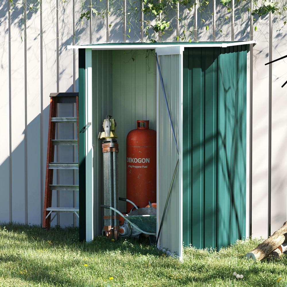 Outsunny Lockable Garden Shed Green Image 2