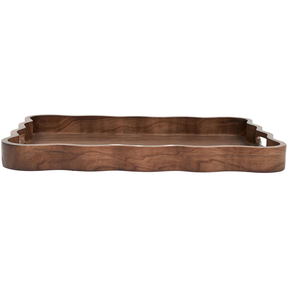 Walnut Effect Wavy Tray Brown Image 6