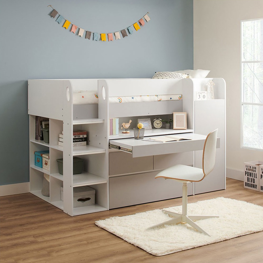 Flair Bailey Single Kids Cabin Bed with Pull Out Desk Wardrobe and Storage Shelves Image 8