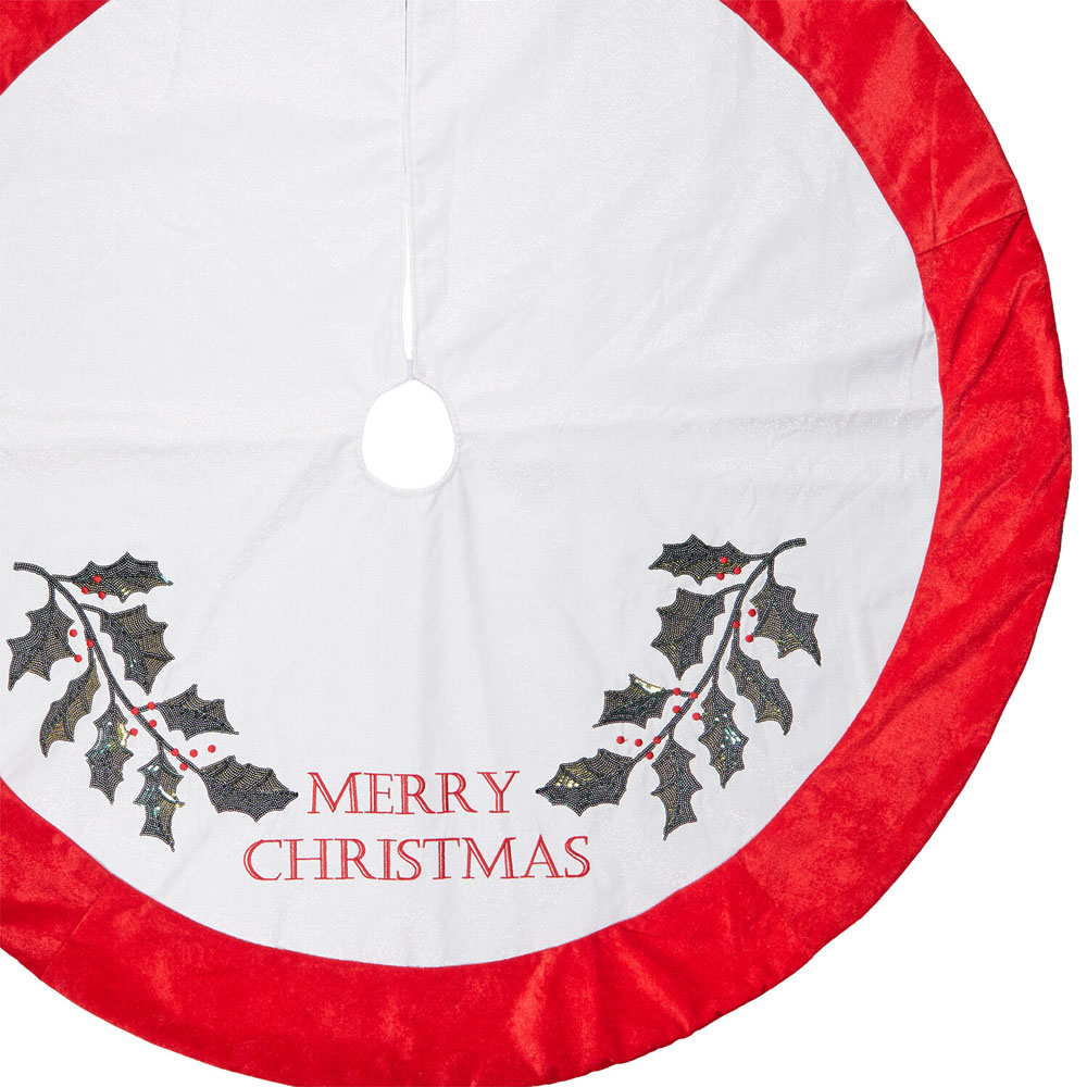 Sparkly Holly Tree SkirtWhite and Red Image 2