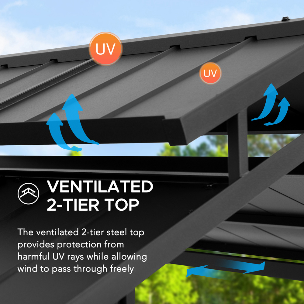 Sunjoy Hanscom 2.4 x 1.53cm Anthracite Steel Frame Gazebo Image 3