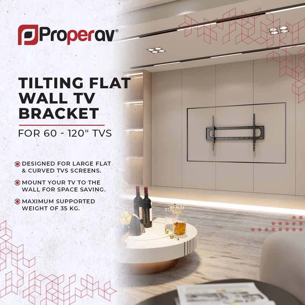 Properav Black Ultra Slim TV Wall Bracket 60 to 120 inch Image 4