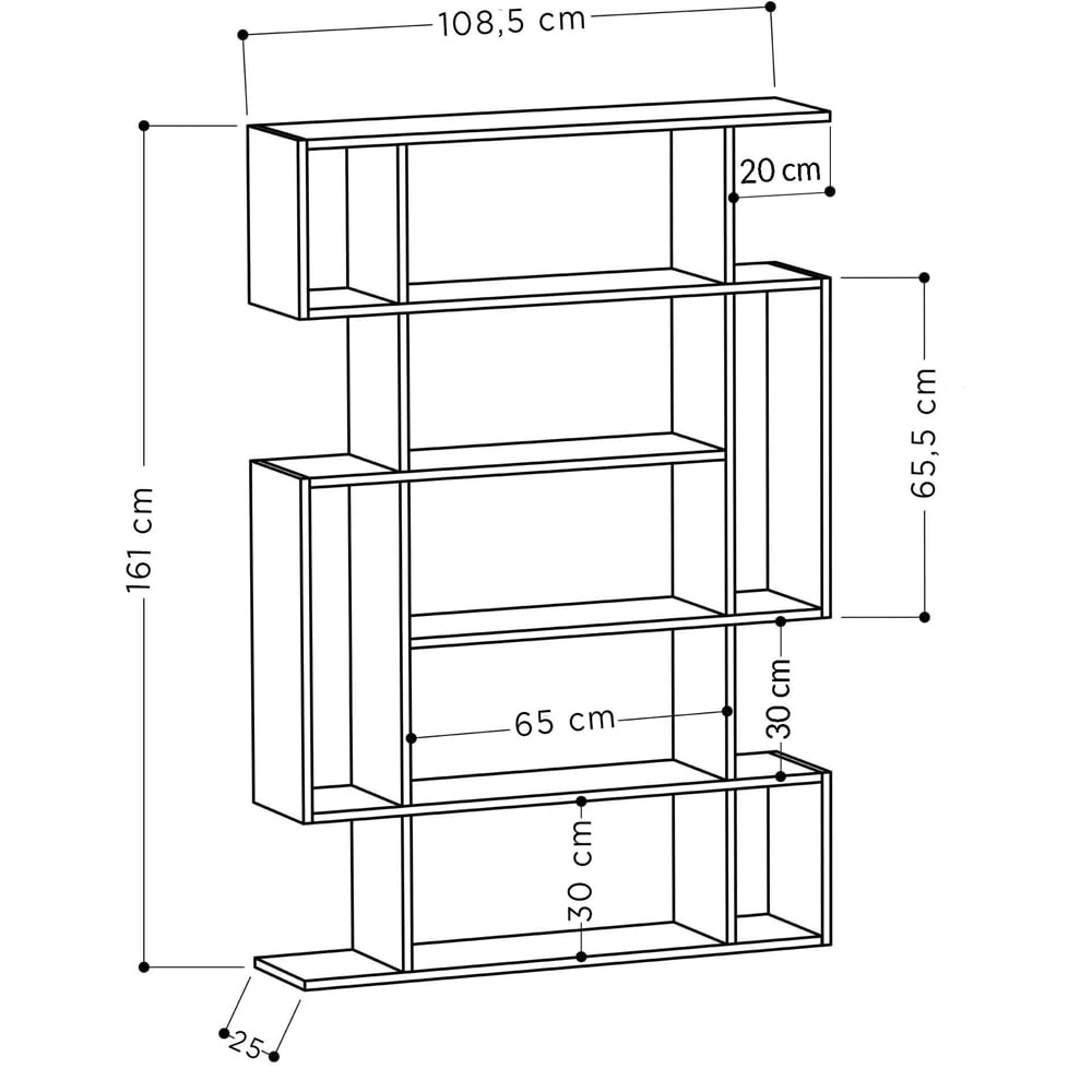 Decortie Mito Tall Dark Coffee and Mocha Grey Bookcase Image 5