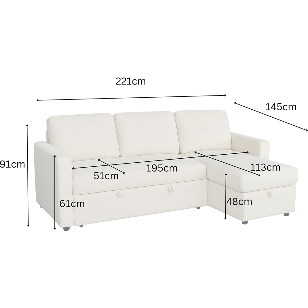 Aspire Nexis 3 Seater Natural Right Hand Chaise Corner Sofa Bed Image 8