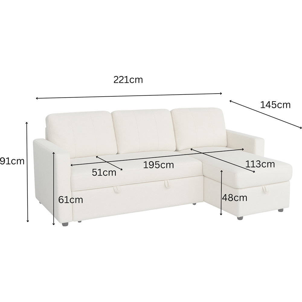 Aspire Nexis 3 Seater Grey Right Hand Chaise Corner Sofa Bed Image 7