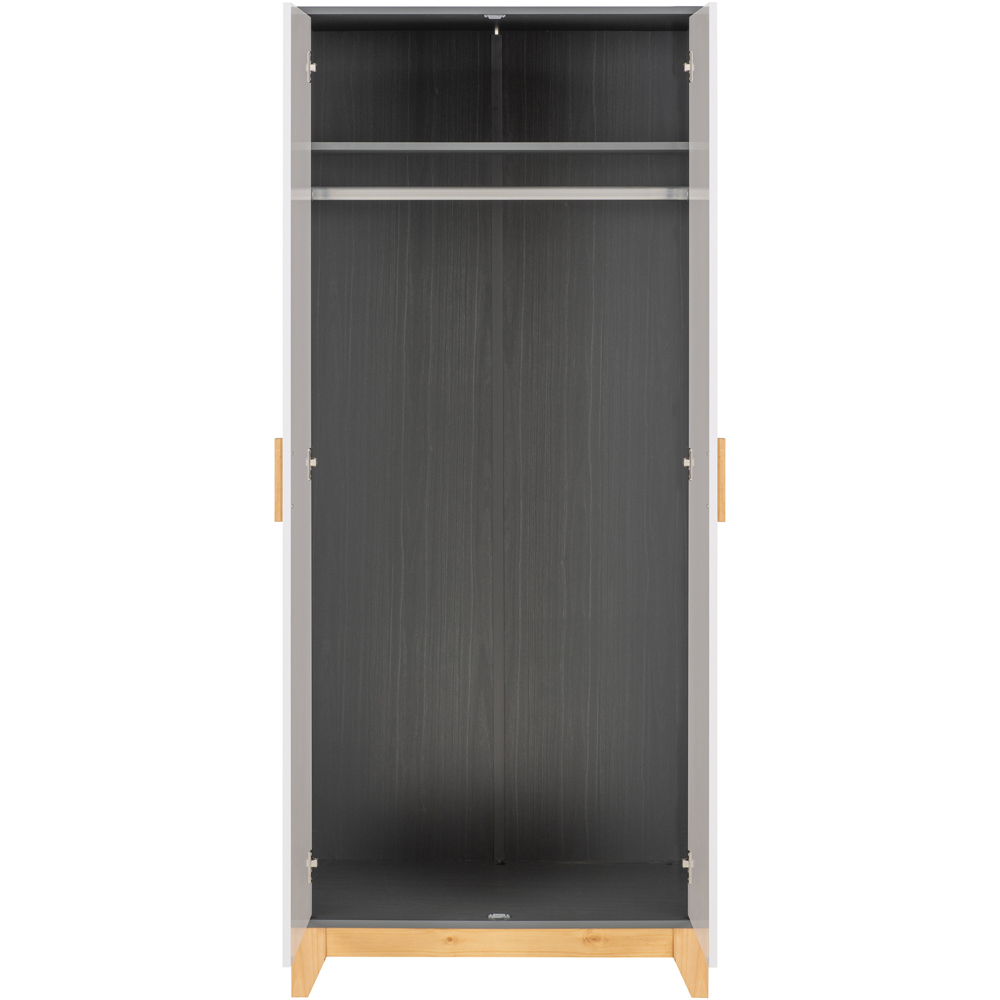 Seconique Cleveland 2 Door White and Grey Metal Effect Wardrobe Image 4