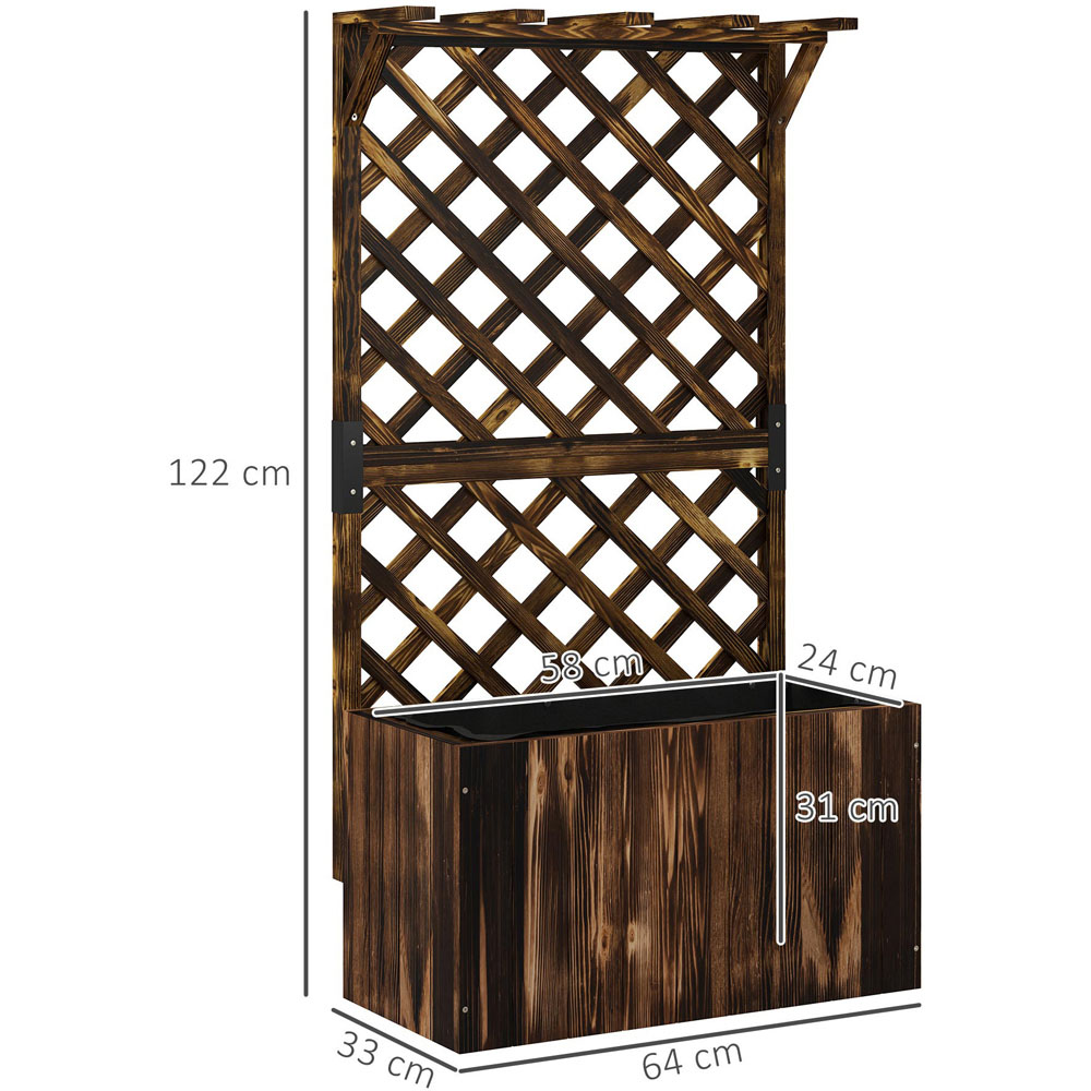 Outsunny Carbonised Wooden Planter with Trellis Image 9