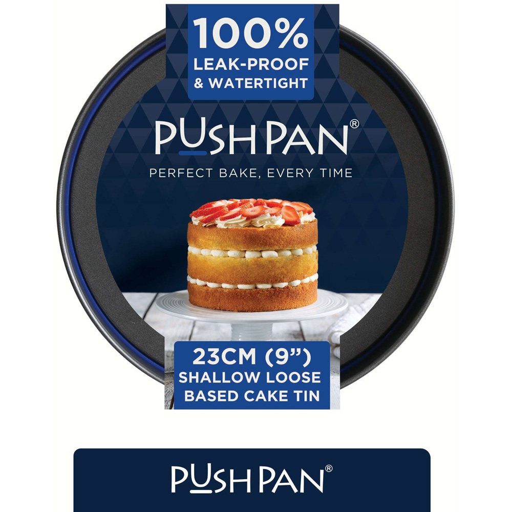 Wham PushPan 23cm Light Grey and Pewter Shallow Tin Image 2