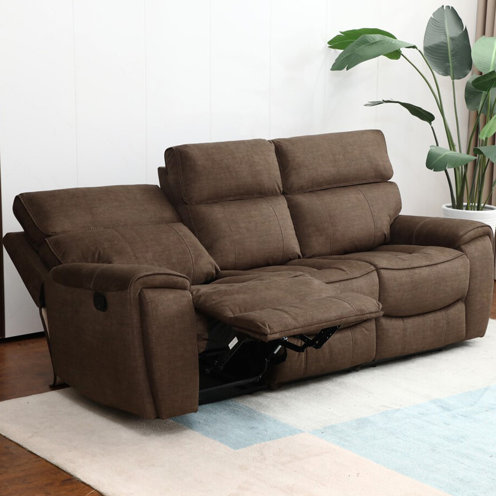 Cancun 3 Seater Brown Manual Recliner Sofa Image 5