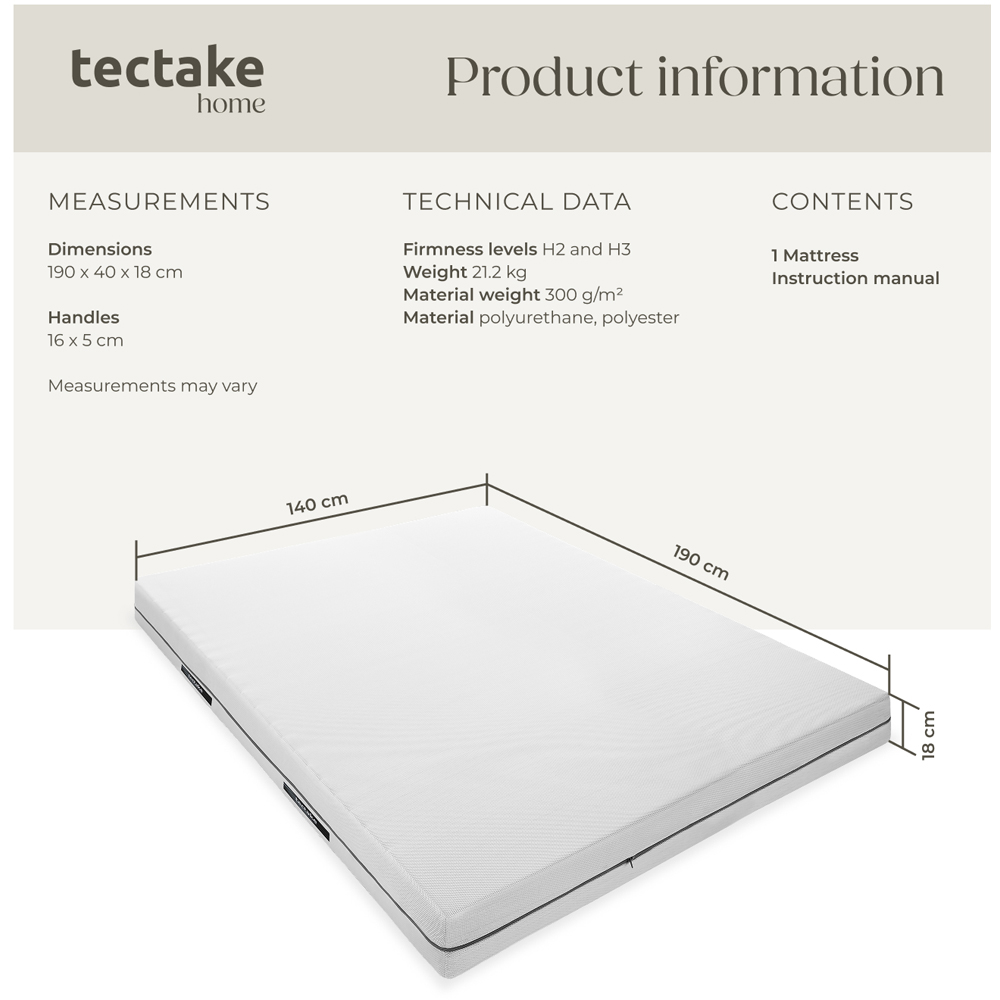 tectake Sky Double 2 in 1 Firmness Level 3D Mesh Cover Mattress Image 8