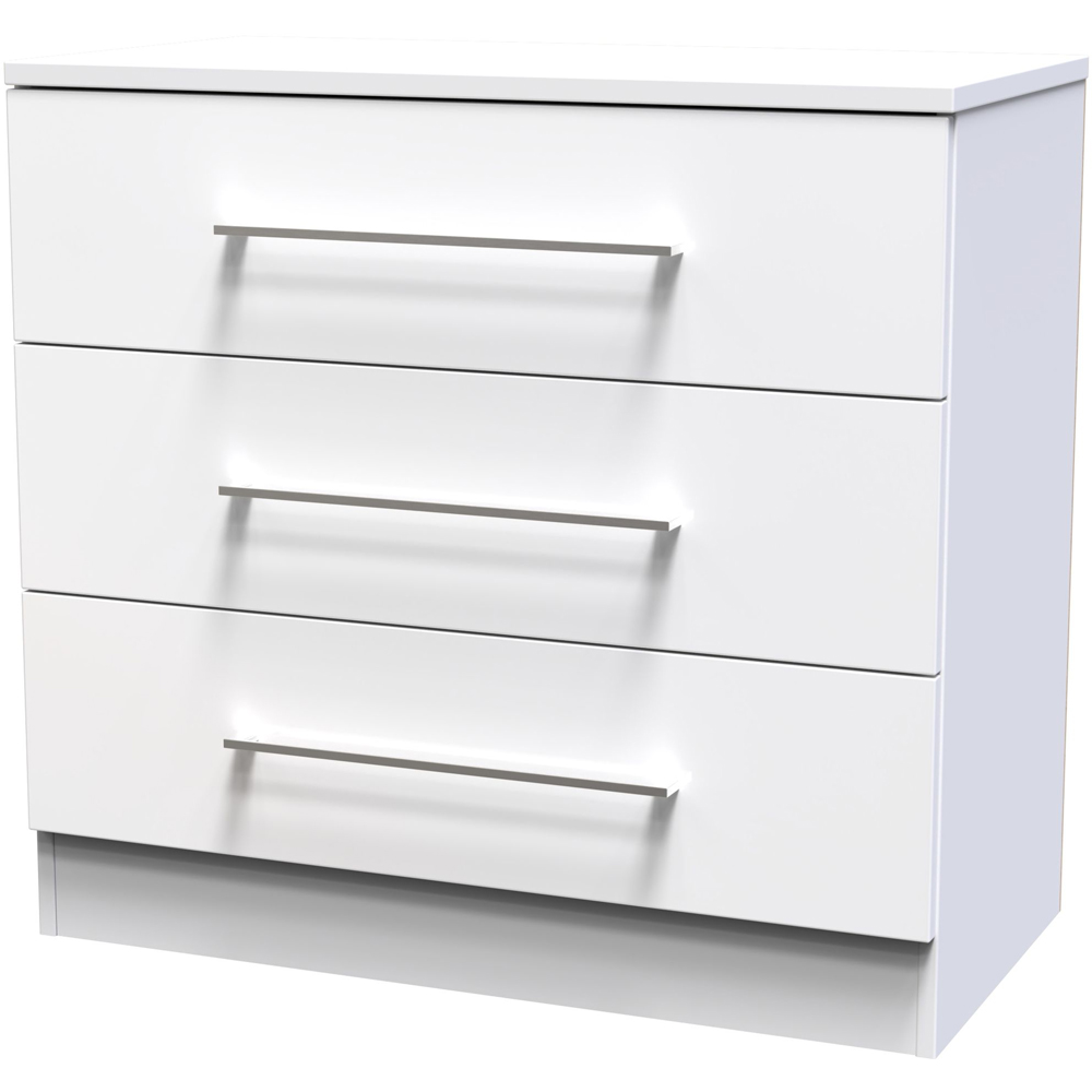 Crowndale Worcester 3 Drawer White Chest Ready Assembled Image 2