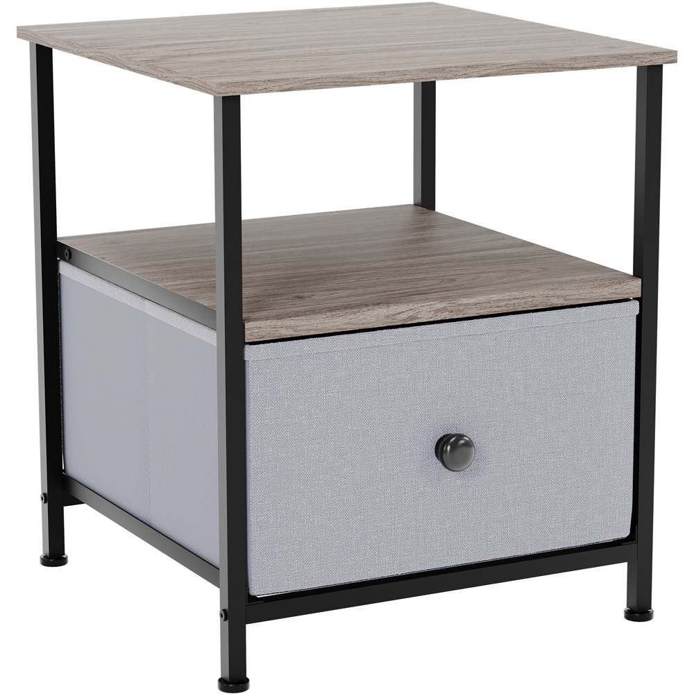 Vida Designs Chorley Single Drawer Single Shelf Beige and Grey Fabric Bedside Table Image 2