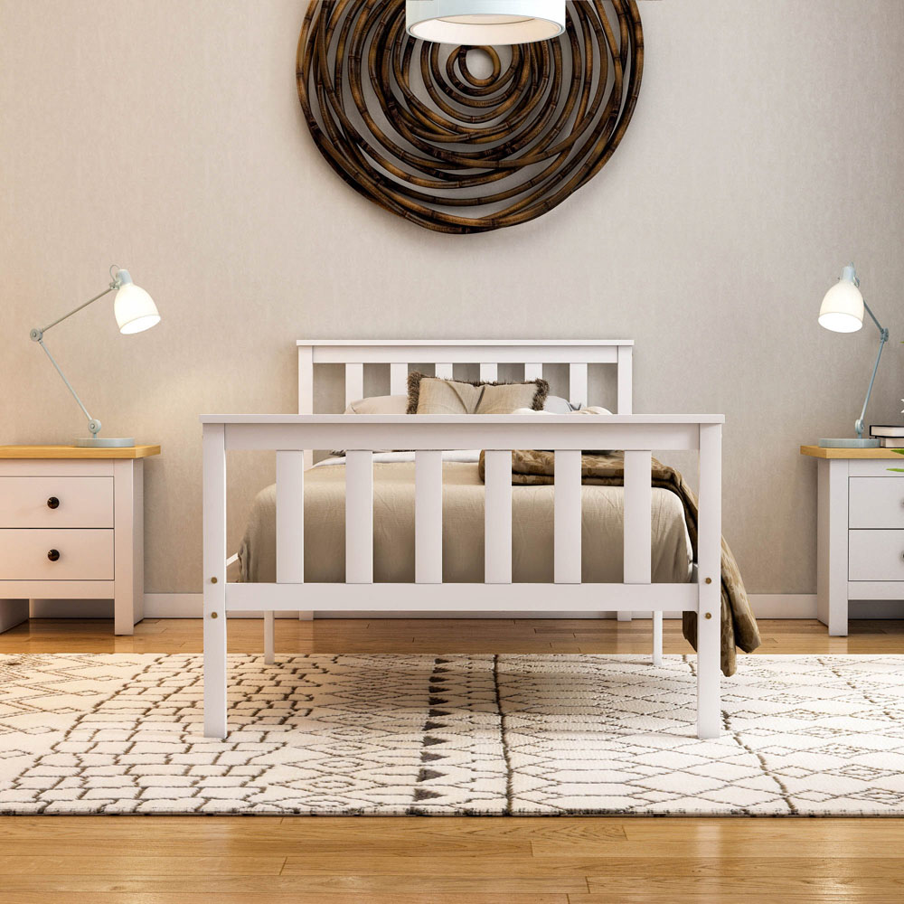 Vida Designs Milan Single White High Foot Wooden Bed Frame Image 7