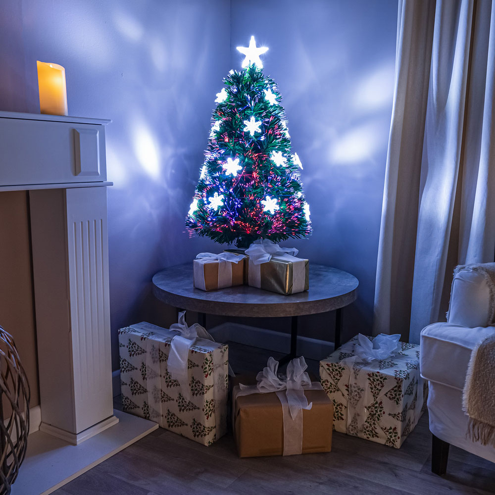 The Christmas Centre 18 Cool White LED Green Fibre Optic Artificial Xmas Tree 2ft Image 2