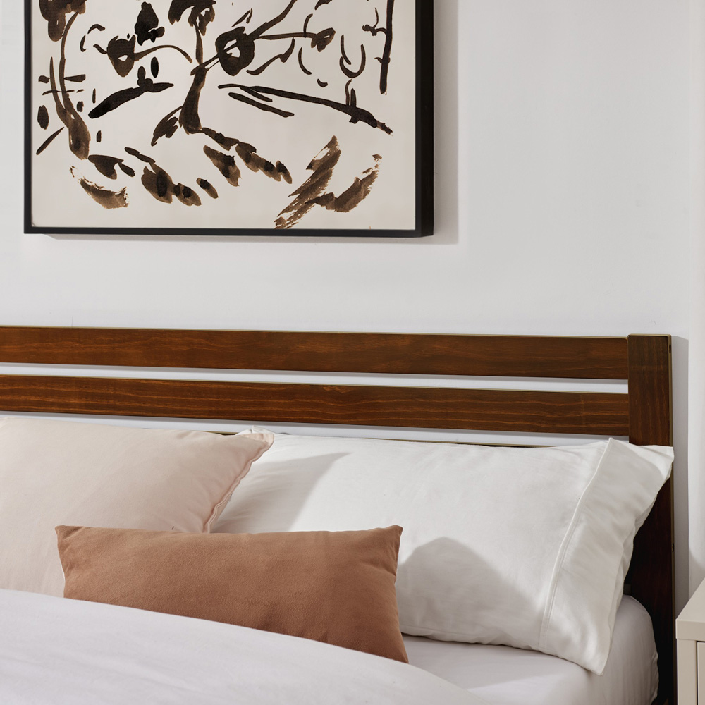 Furniturebox Cadhla Double Walnut Stain Solid Pine Bed Frame Image 3