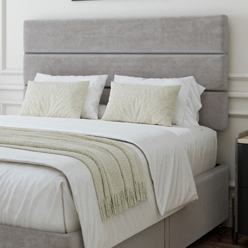 Bedmaster Super King Size Seal Grey Naples Velvet 2 Drawer Divan Base with Milan Headboard Image 2