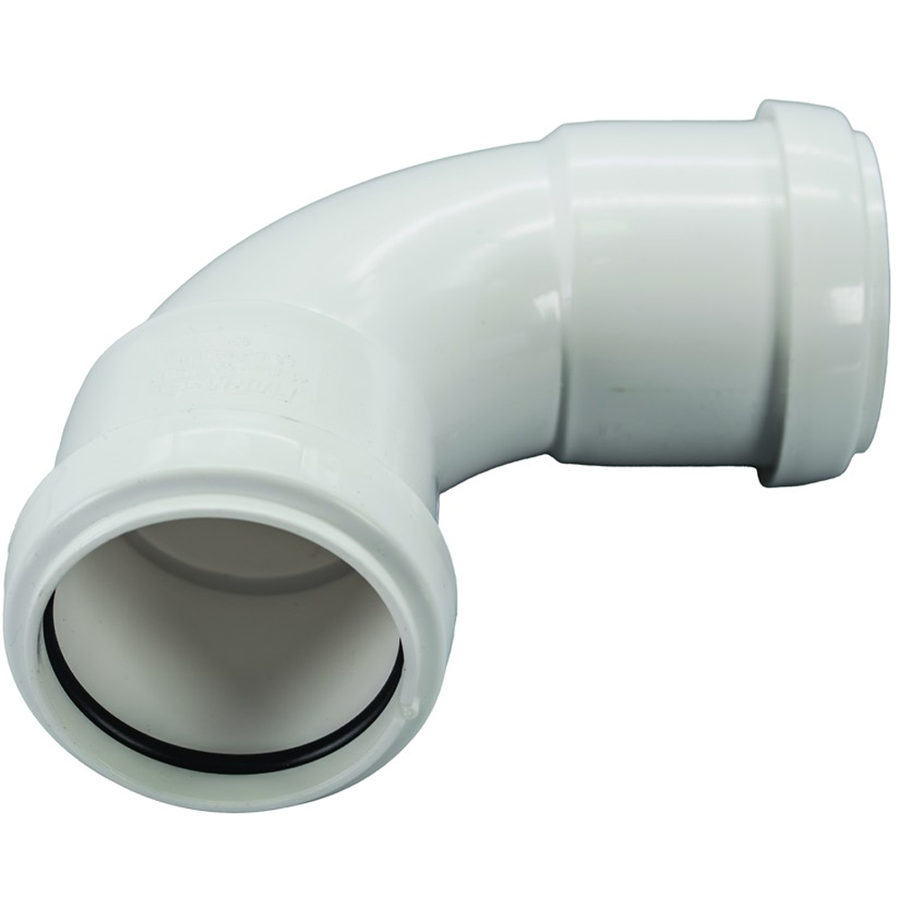 FloPlast Push Fit Waste 92.5 Degree Swept Bend White 40mm Image 2