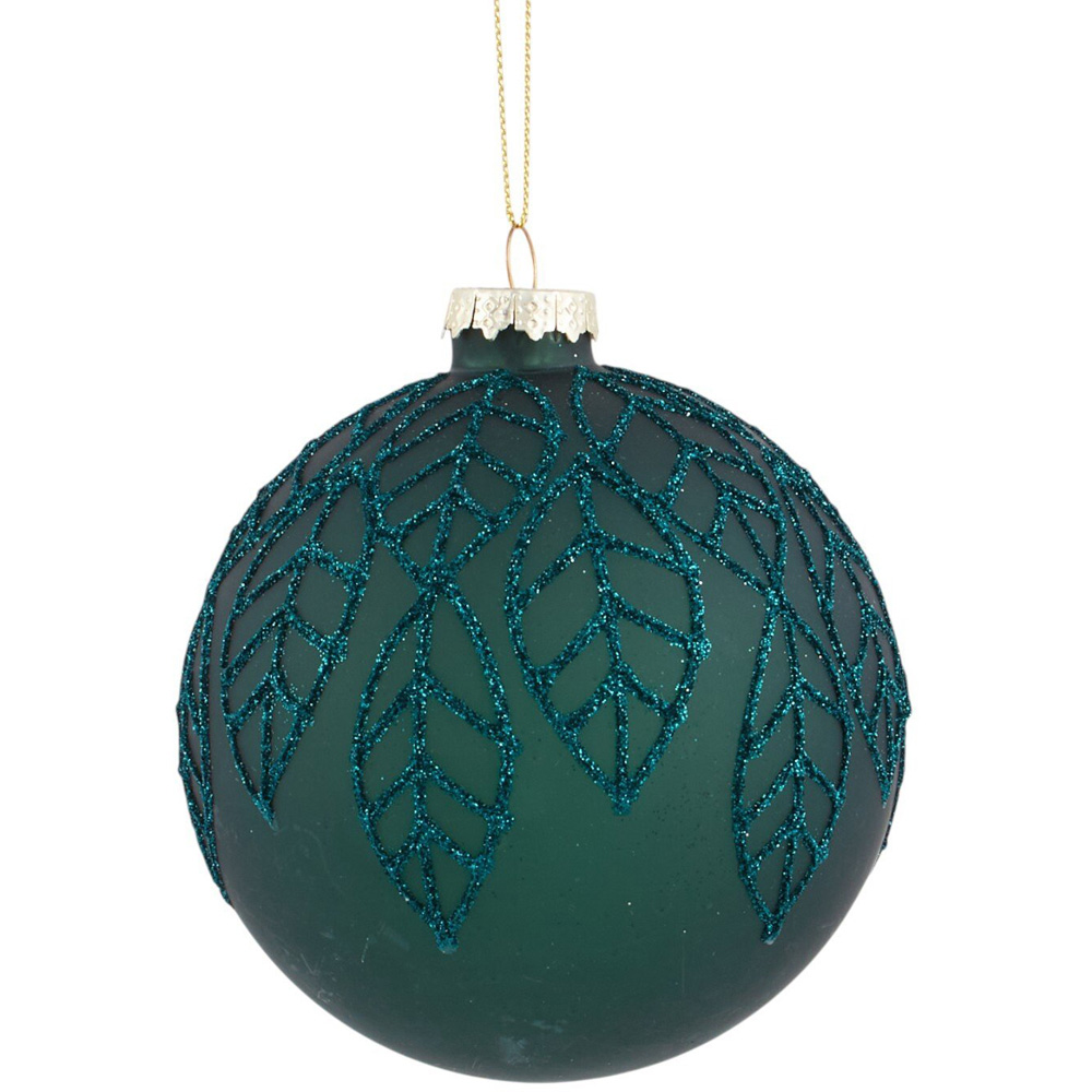 Glittery Leaf Bauble Emerald Image