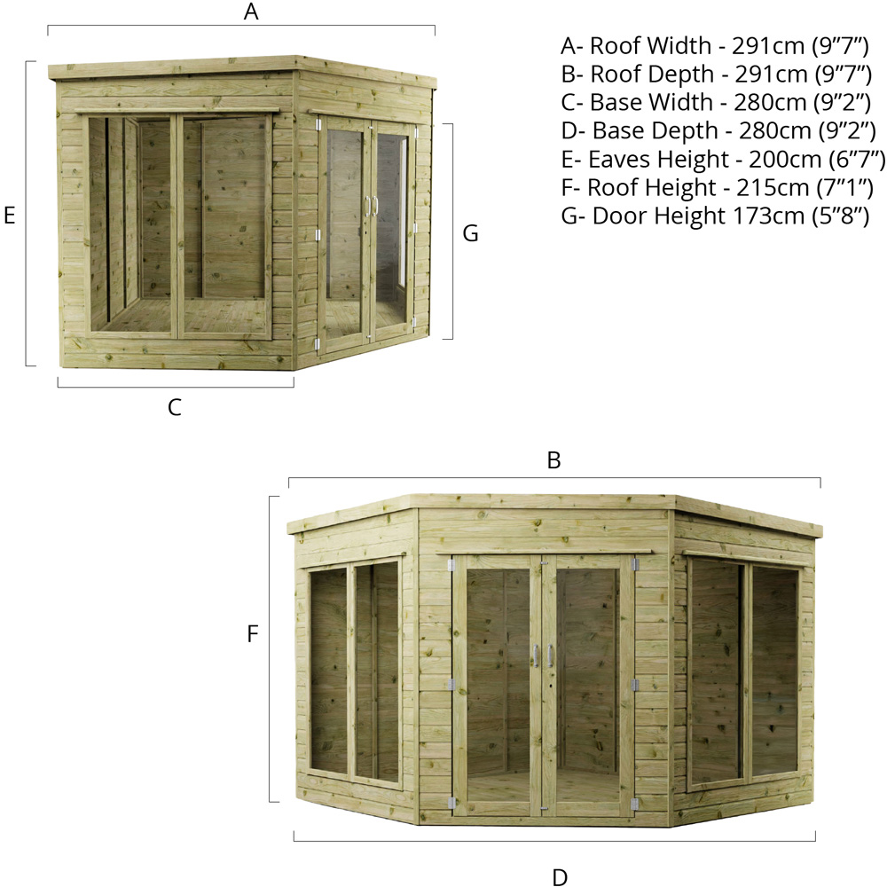 Mercia 9 x 9ft Double Door Premium Corner Summerhouse Image 7