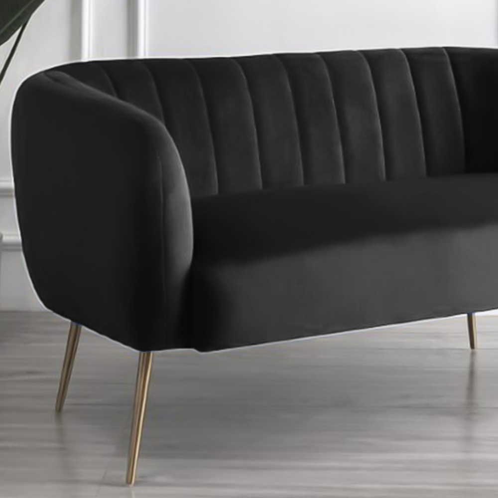 Matilda 2 Seater Black Velvet Sofa Image 2