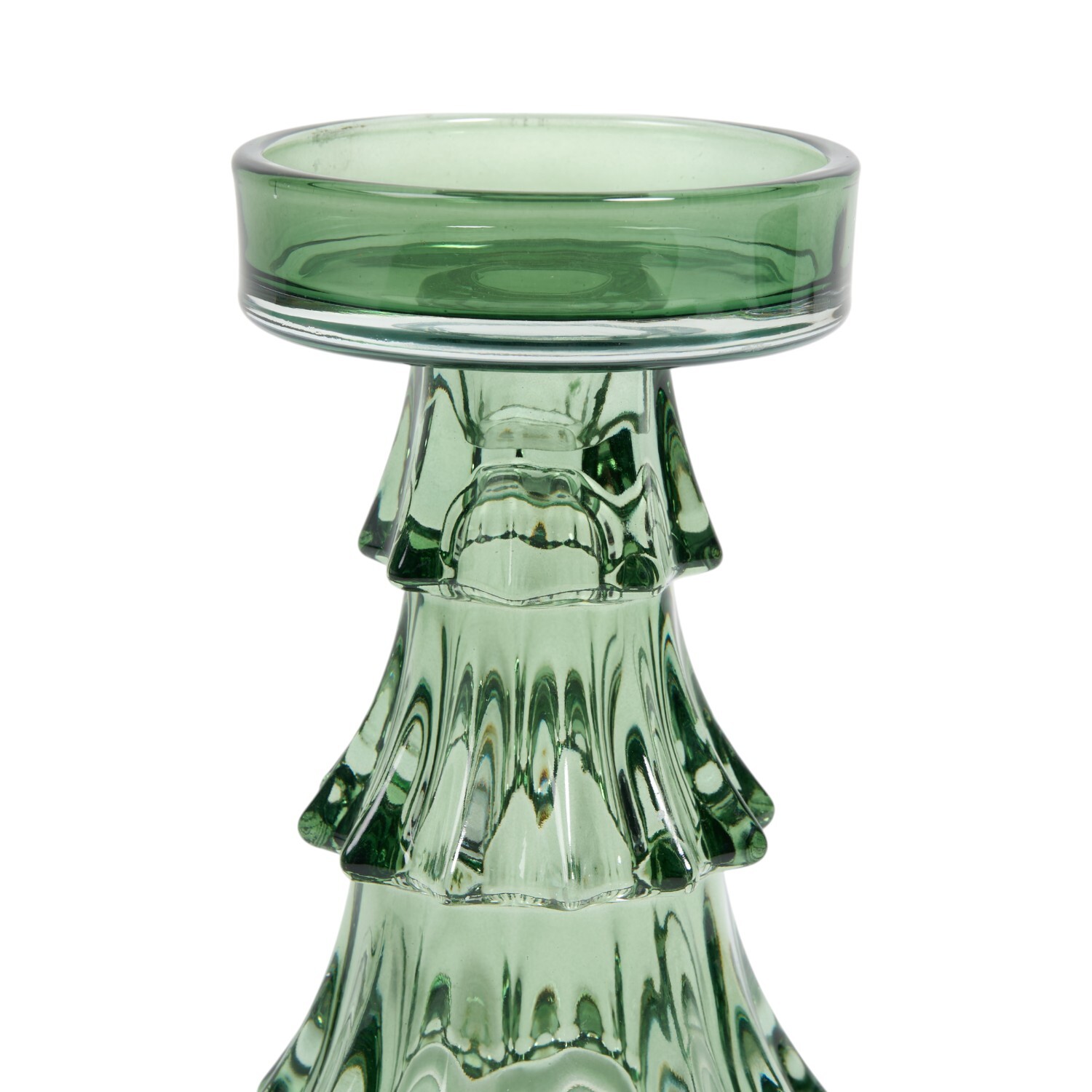 Glass Tree Pillar Candle Holder Green Image 2
